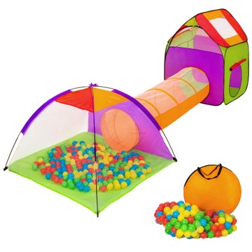 Velik igralni šotor s tunelom + 200 žogicami za otroke